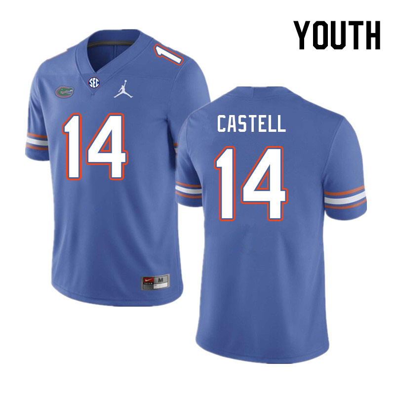 Youth #14 Jordan Castell Florida Gators College Football Jerseys Stitched-Royal - Click Image to Close